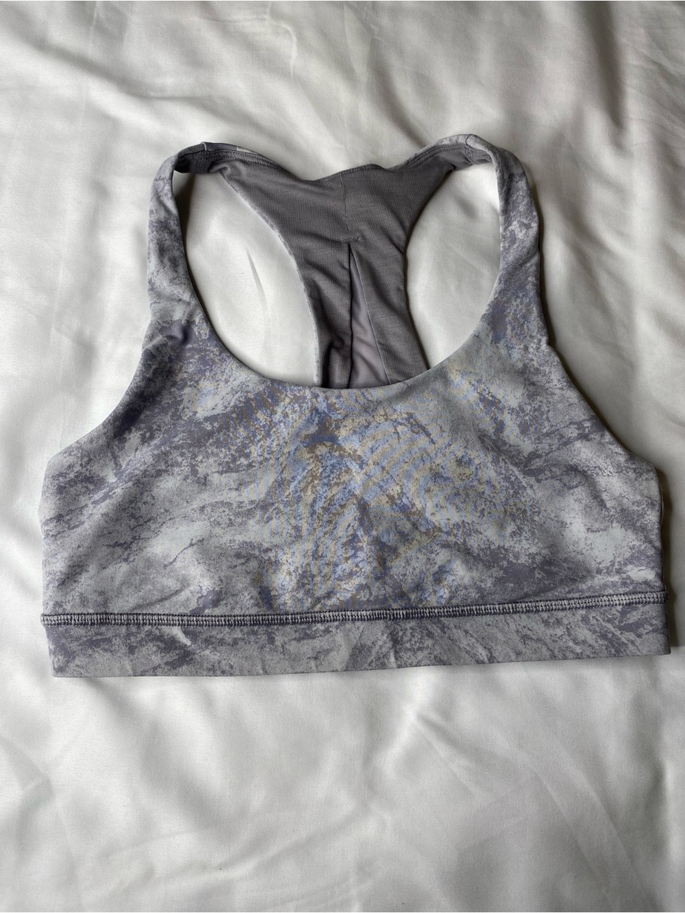 Lululemon Marbly Gray & White Sports Bra Size 6 Activewear